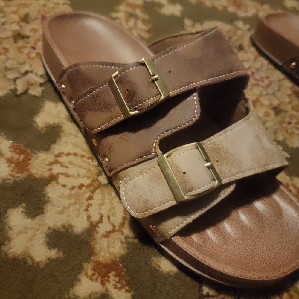 Brown and Tan Women's Sandals - Picture 7 of 9